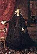 The sitter is Margaret of Spain, first wife of Leopold I, Holy Roman Emperor, wearing mourning dress for her father, Philip IV of Spain, with children